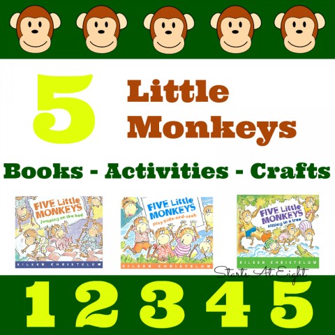 5 Little Monkeys - Books - Activities -Crafts - & More! from Starts At Eight One of the great things about this story is the joy and fun it elicits, as well as the opportunity for extended learning activities and ideas.