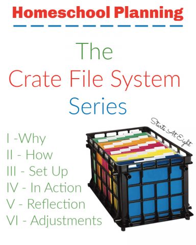 Homeschool Planning Crate File System Series is a series all about our journey with using file folders and a crate for homeschool planning. Learn why, how, see it in action, and even hear my reflections after using it for a bit.Includes tons of tips and resources, as well as curriculum ideas. 