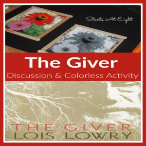 The Giver Book Discussion & Colorless Activity from Starts At Eight