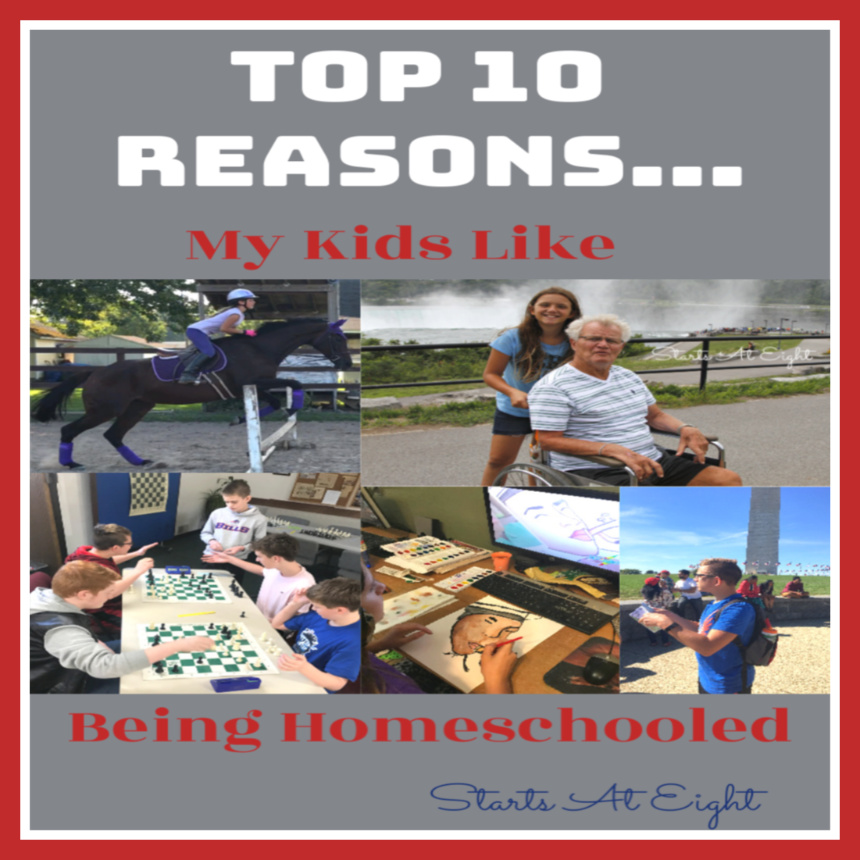 Top 10 Reasons My Kids Like Being Homeschooled is a look at homeschooling from my kid's perspective. While I made the choice as their parent to homeschool, these are some of the reasons they like being homeschooled. - from Starts At Eight