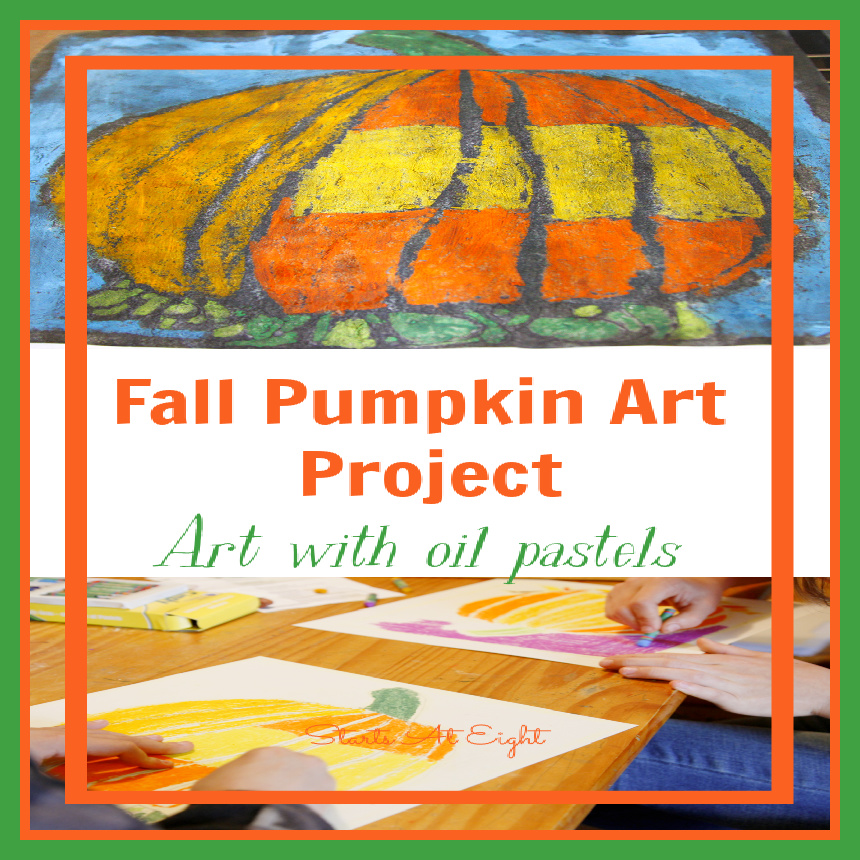 Oil Pastel Resistant Pumpkin Art Project - StartsAtEight