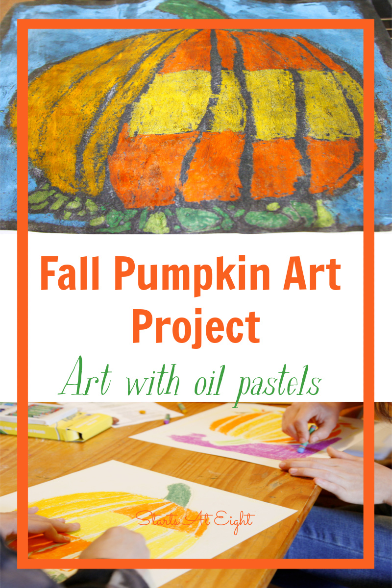 Oil Pastel Resistant Pumpkin Art Project - StartsAtEight