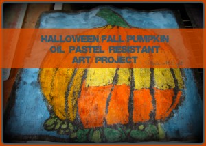 Halloween Fall Pumpkin Oil Pastel Resistant Art Project from StartsAtEight