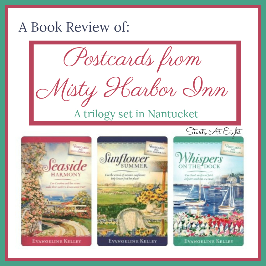 In the Postcards from Misty Harbor Inn Series Caroline, Gracie and Sam gather for a vacation where they spent the summers as children, and follows their adventures as they fulfill their mother’s dream of opening a bed and breakfast on the historic and charming island of Nantucket.