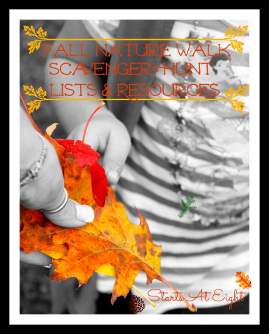 Fall Nature Walk ~ Scavenger Hunt Lists & Resources from Starts At Eight