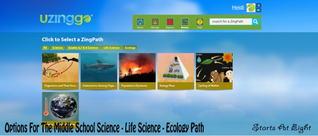 Options for the Middle School Life Science - Ecology Path