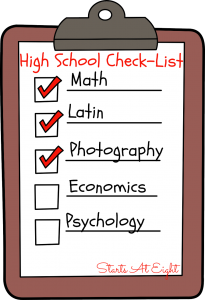 High School Check-List from Starts At Eight