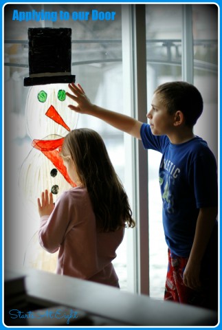 Snowman Window Cling on Door