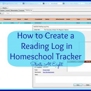How to Create a Reading Log in Homeschool Tracker from Starts At Eight