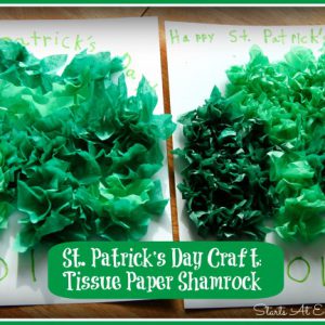 St. Patrick's Day Craft: Tissue Paper Shamrock from Starts At Eight