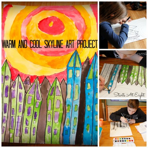 Warm and Cool Skyline Art Project