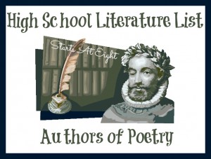 High School Literature List ~ Authors of Poetry from Starts At Eight