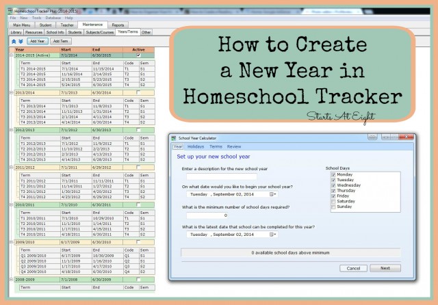 How to Create a New Year in Homeschool Tracker from Starts At Eight