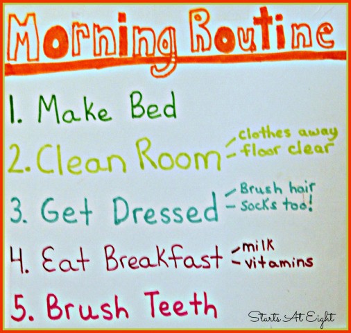 Morning Routine for Chore Chart from Starts At Eight