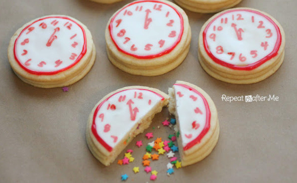 New Years Confetti Clock Cookies