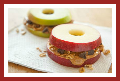 Healthy Homemade Snacks: Apple Sandwiches with Granola & Almond Butter from Starts At Eight