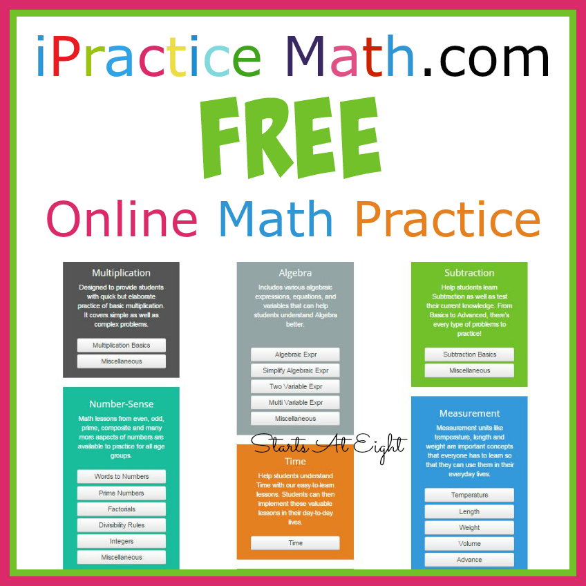 FREE Online Math Practice from iPracticeMath.com from Starts At Eight