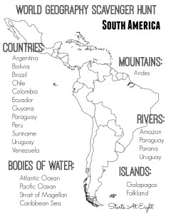 World Geography Scavenger Hunt Printable South America from Starts At Eight