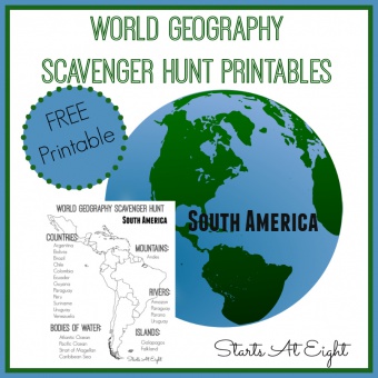 World Geography Scavenger Hunt: South America ~ FREE Printable