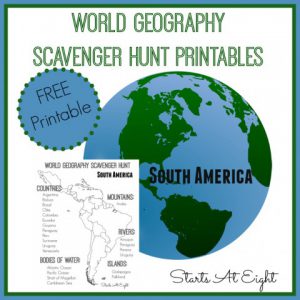 World Geography Scavenger Hunt Printables: South America from Starts At Eight
