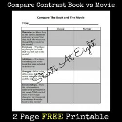 Compare Contrast Book vs Movie FREE Printable from Starts At Eight Compare Contrast Book vs Movie FREE Printable from Starts At Eight