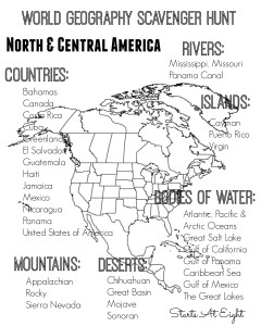 World Geography Scavenger Hunt Printable: North & Central America from Starts At Eight