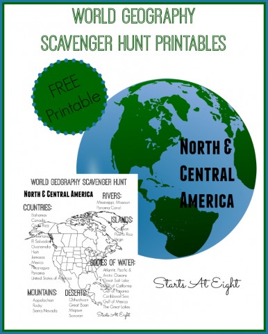 World Geography Scavenger Hunt Printables North & Central America from Starts At Eight