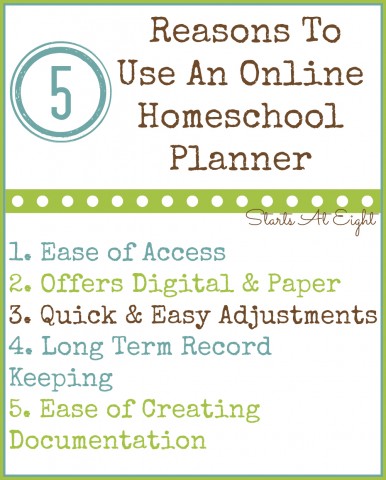 5 Reasons To Use An Online Homeschool Planner from Starts At Eight