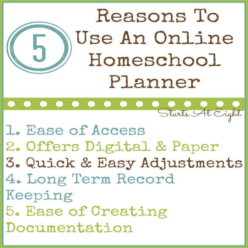 5 Reasons To Use An Online Homeschool Planner from Starts At Eight