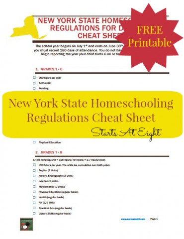 New York State Homeschooling Regulations Cheat Sheet from Starts At Eight