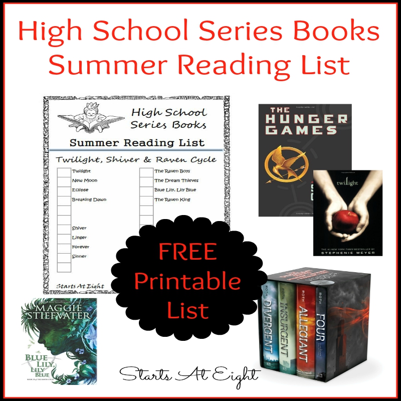 High School Series Books Summer Reading List ~ FREE PRINTABLE from Starts At Eight