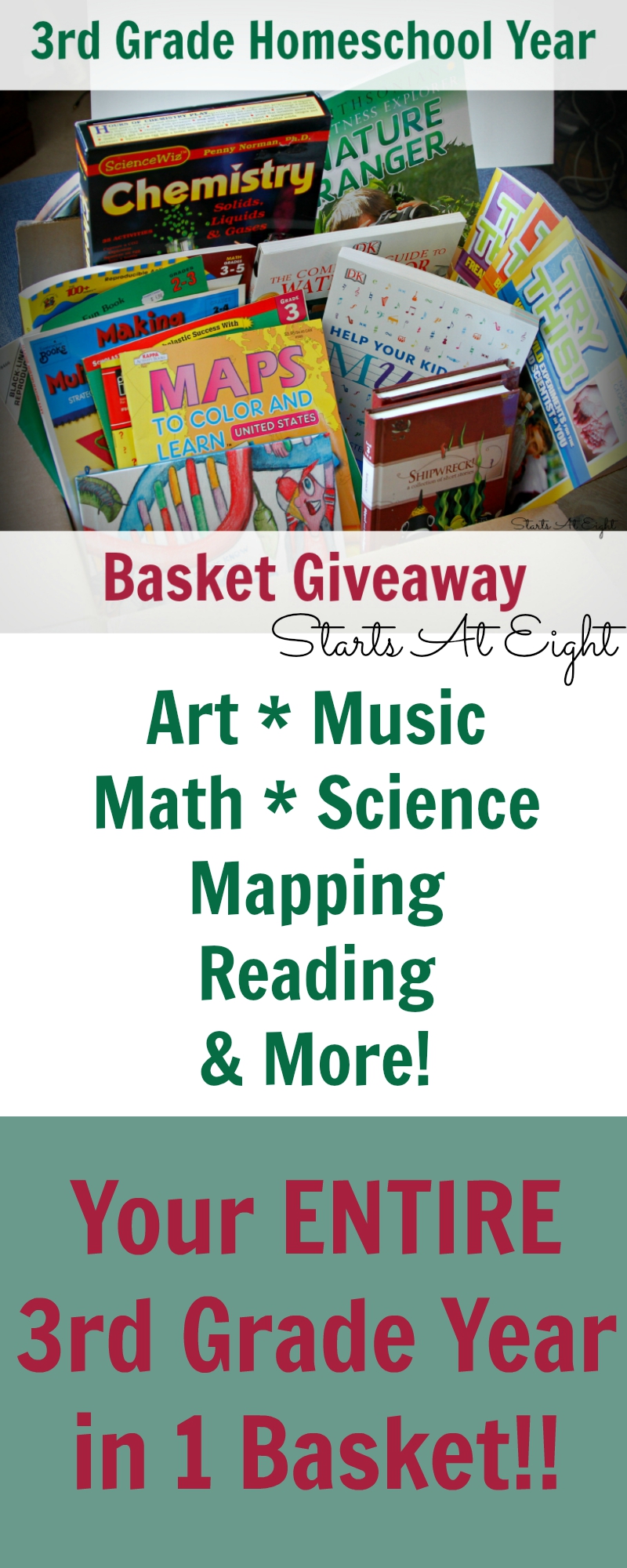 3rd Grade Homeschool Year in a Basket Giveaway from Starts At Eight