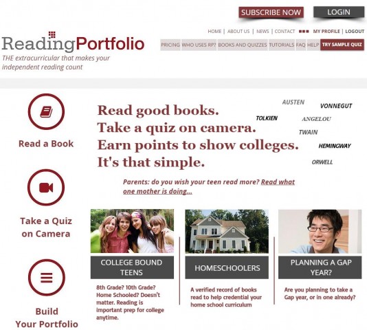 Reading Portfolio Screenshot