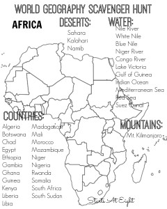 World Geography Scavenger Hunt FREE Printable: Africa from Starts At Eight