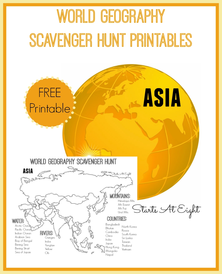 World Geography Scavenger Hunt Printable: Asia from Starts At Eight