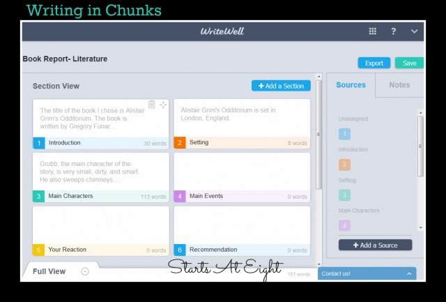 WriteWell Writing App - Chunks