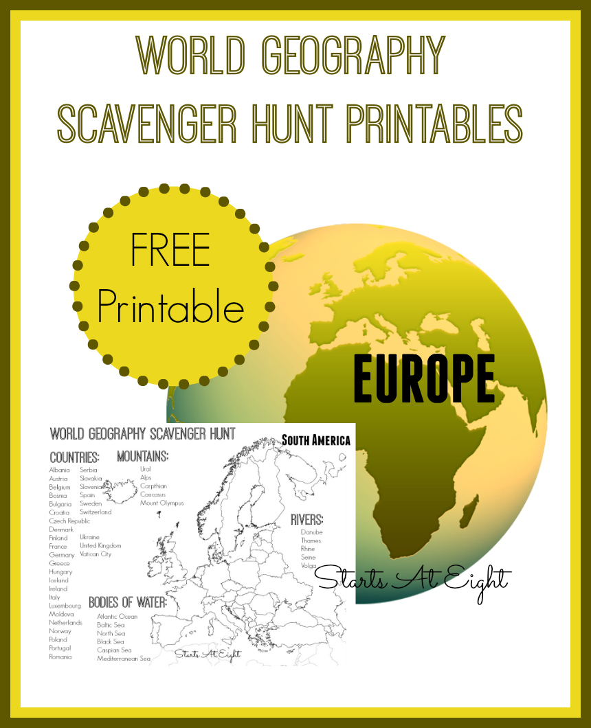 World Geography Scavenger Hunt Printables: Europe from Starts At Eight