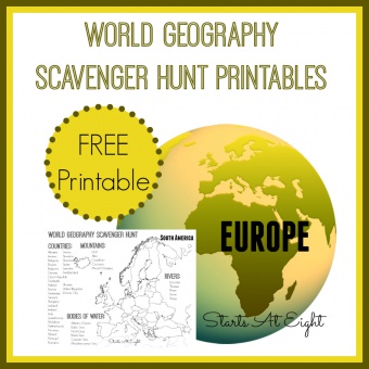 World Geography Scavenger Hunt: Europe ~ FREE Printable