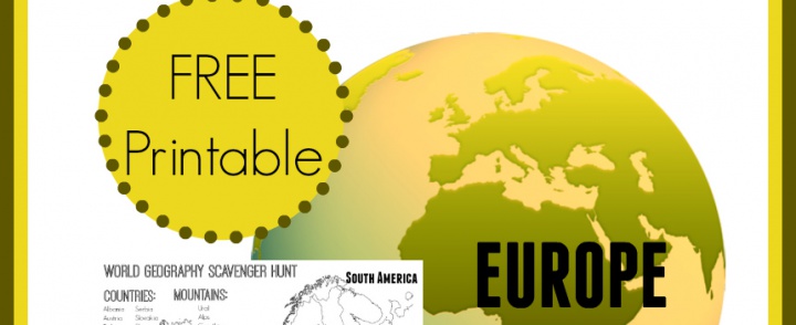 World Geography Scavenger Hunt: Europe ~ FREE Printable