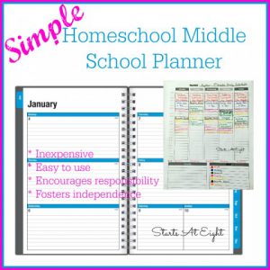 Simple Homeschool Middle School Planner from Starts At Eight