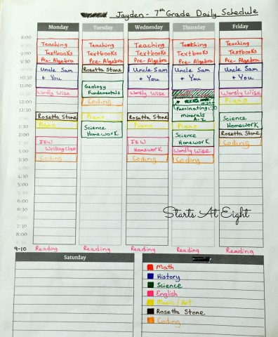 Simple Homeschool Middle School Planner - Skeleton Plan from Starts At Eight