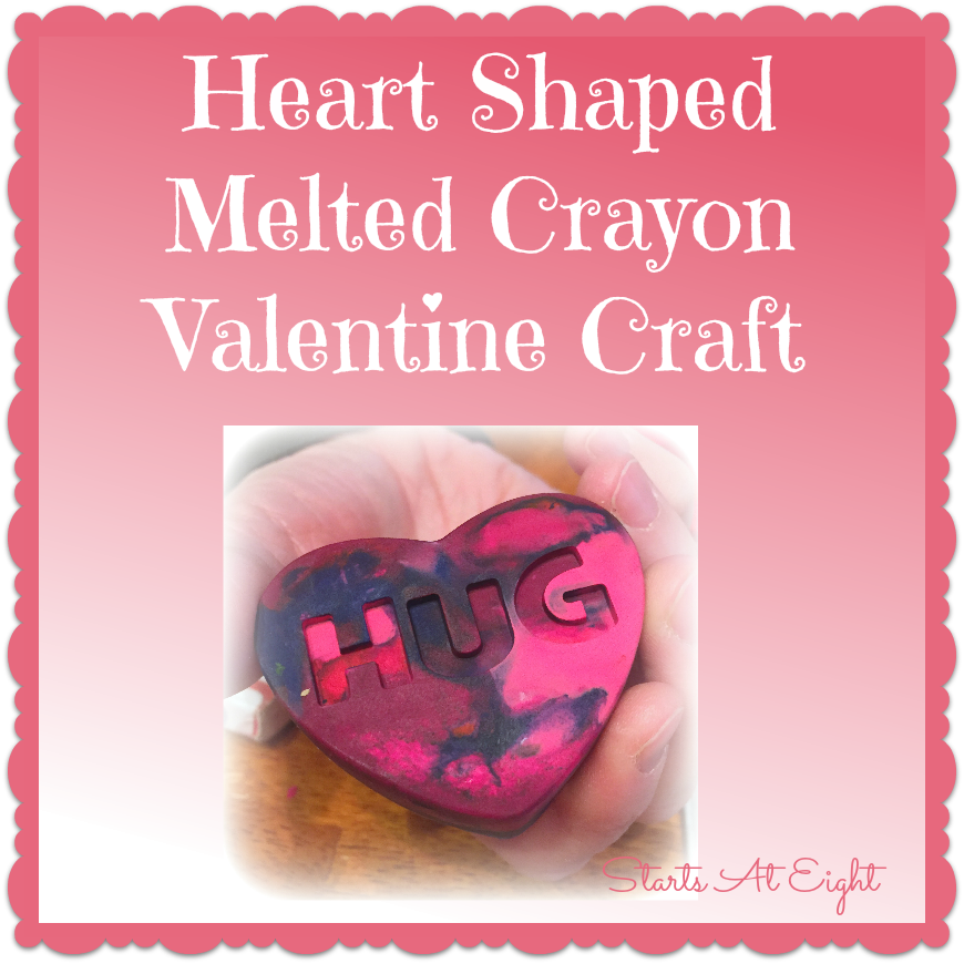 Heart Shaped Melted Crayon Valentine Craft from Starts At Eight