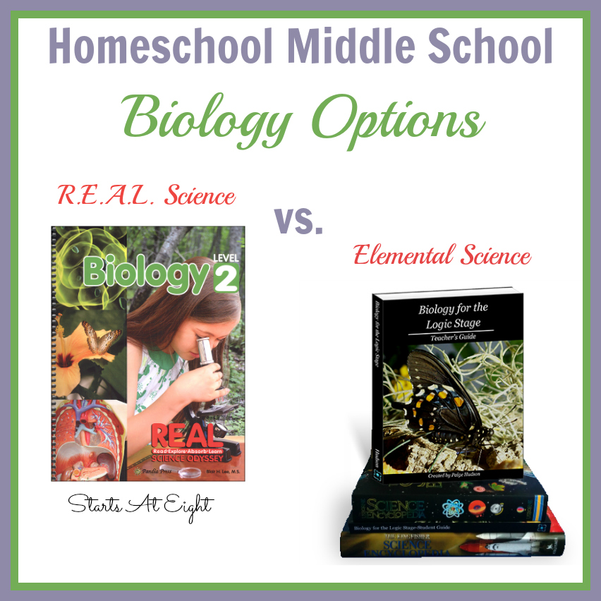 Homeschool Middle School Biology Options: R.E.A.L. Science vs. Elemental Science from Starts At Eight