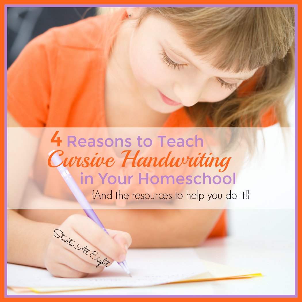 4 Resources to Teach Cursive Handwriting in Your Homeschool {And the resources to help you do it!} from Starts At Eight