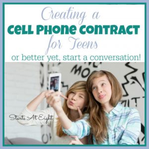 Creating a Cell Phone Contract for Teens...or better yet, start a conversation! from Starts At Eight Using a cell phone contact to help guide teens is a good way to start, but you need to build a relationship with your teens through conversations that include their thoughts and ideas into the process.