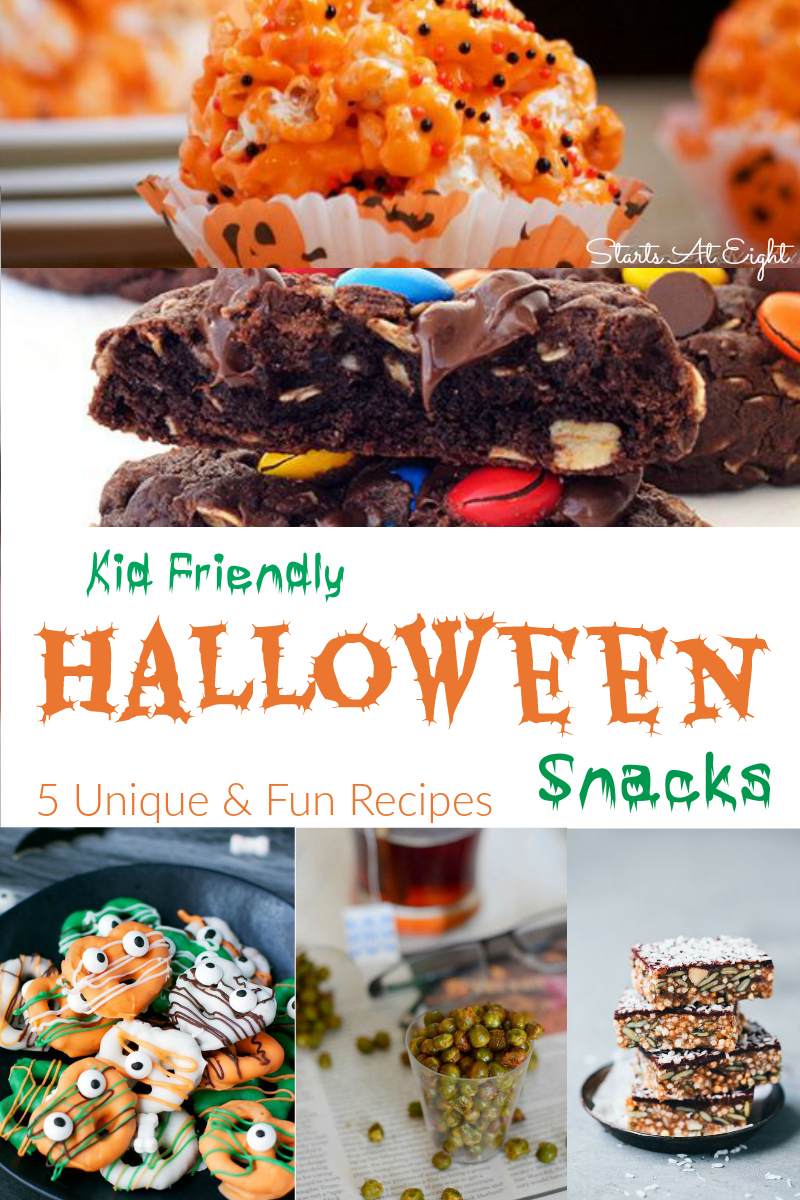 Kid Friendly Halloween Snacks - 5 Unique & Fun Recipes from Starts At Eight. These Kid Friendly Halloween Snacks are sure to be unique & interesting treats that kids will absolutely love! Get your kids in the kitchen and get cooking!