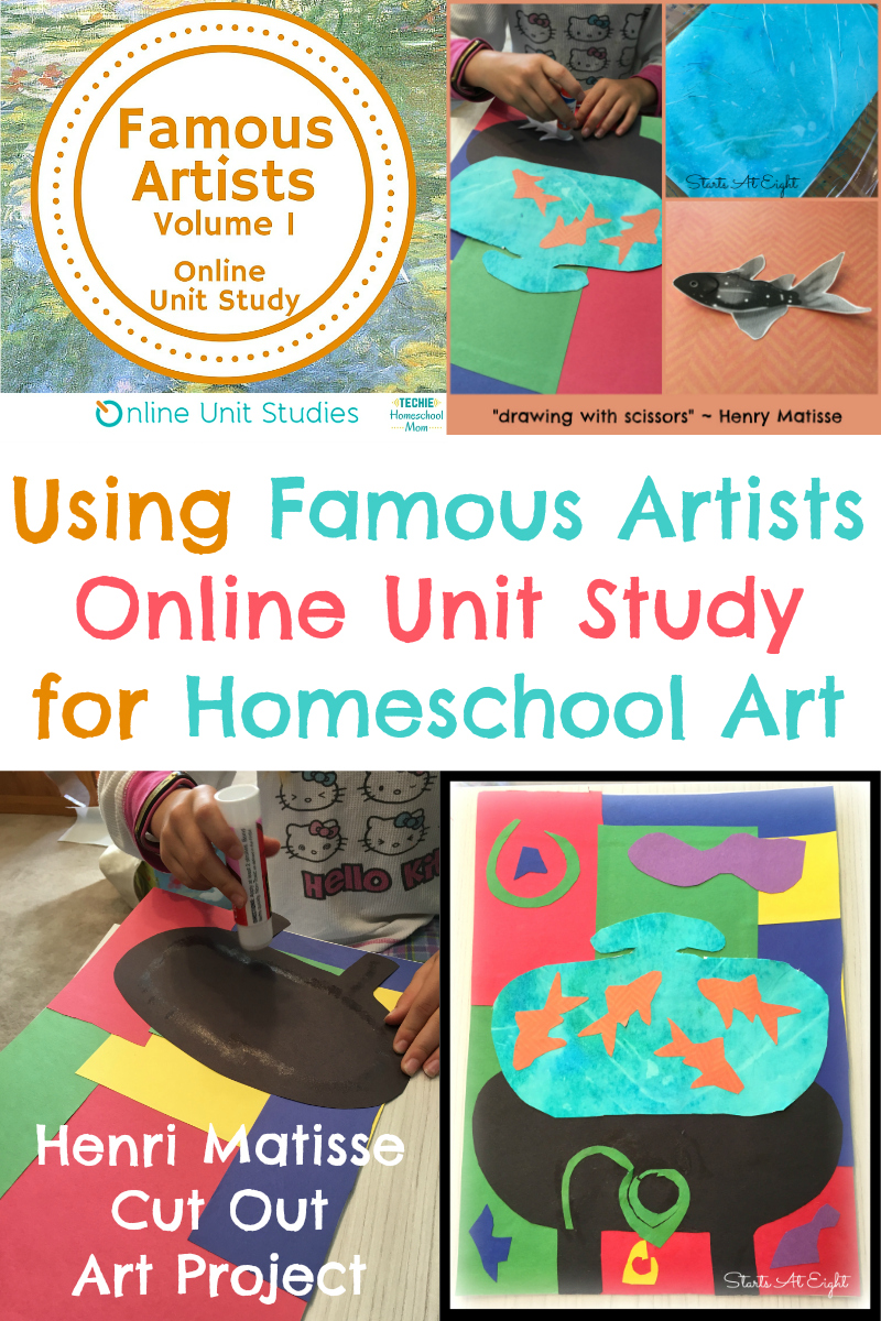 A great homeschool art project from Famous Artists Online Unit Study: Henri Matisse Art Project ~ Drawing With Scissors Goldfish Still Life. Plus try a FREE Lesson!