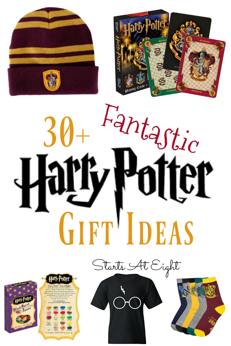 30+ Fantastic Harry Potter Gift Ideas from Starts At Eight. Harry Potter fan in your house? Then these 30+ Fantastic Harry Potter Gift Ideas will be sure to delight! Novelties, candy, clothing, games and more!