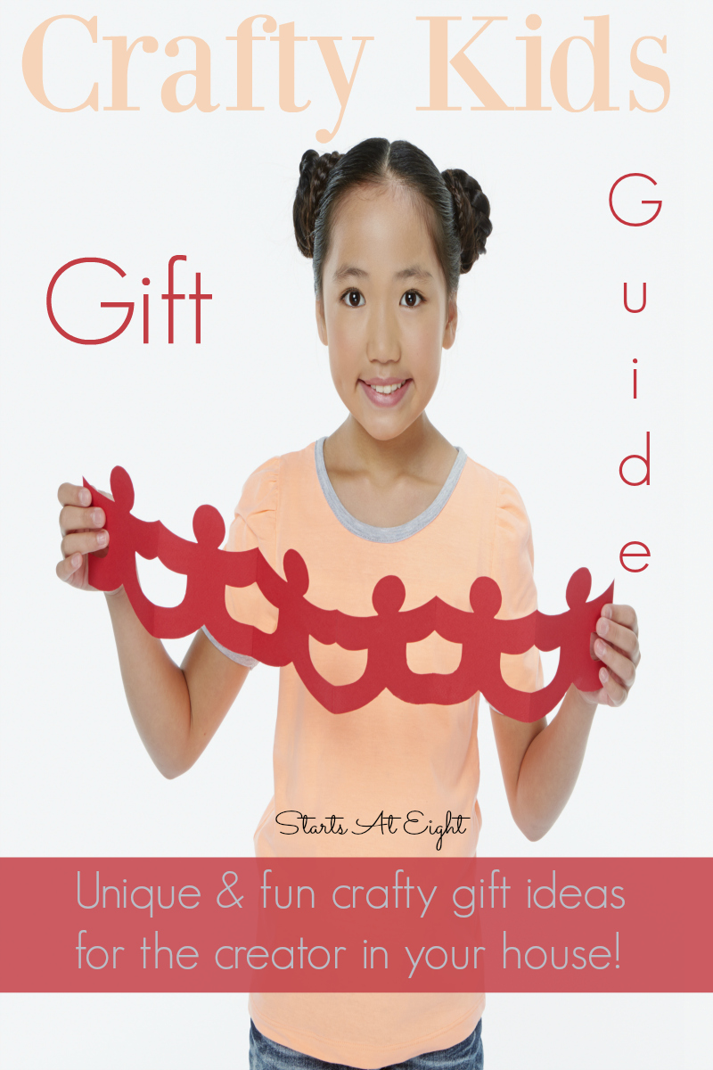 Crafty Kids Gift Guide from Starts At Eight. Unique & fun crafty gift ideas for the creator in your house! For Christmas gifts or birthday gifts. Gifts for boys and gifts for girls! All things crafty!