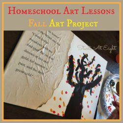 Homeschool Art Lessons: Fall Art Project from Starts At Eight. Using online video resources is a great way to enhance your homeschool art. Check out this Fall Leaves Poetry Art project I created with the help of Sparketh.com.